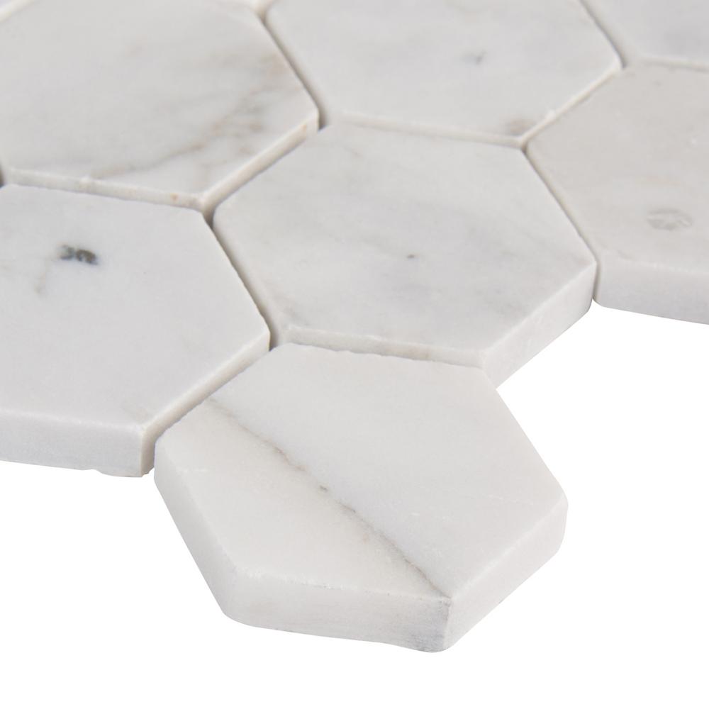 MSI Calacatta Cressa Hexagon 12 in. x 12 in. x 10mm Honed Marble Mesh-Mounted Mosaic Tile (9.8 sq. ft. / case)