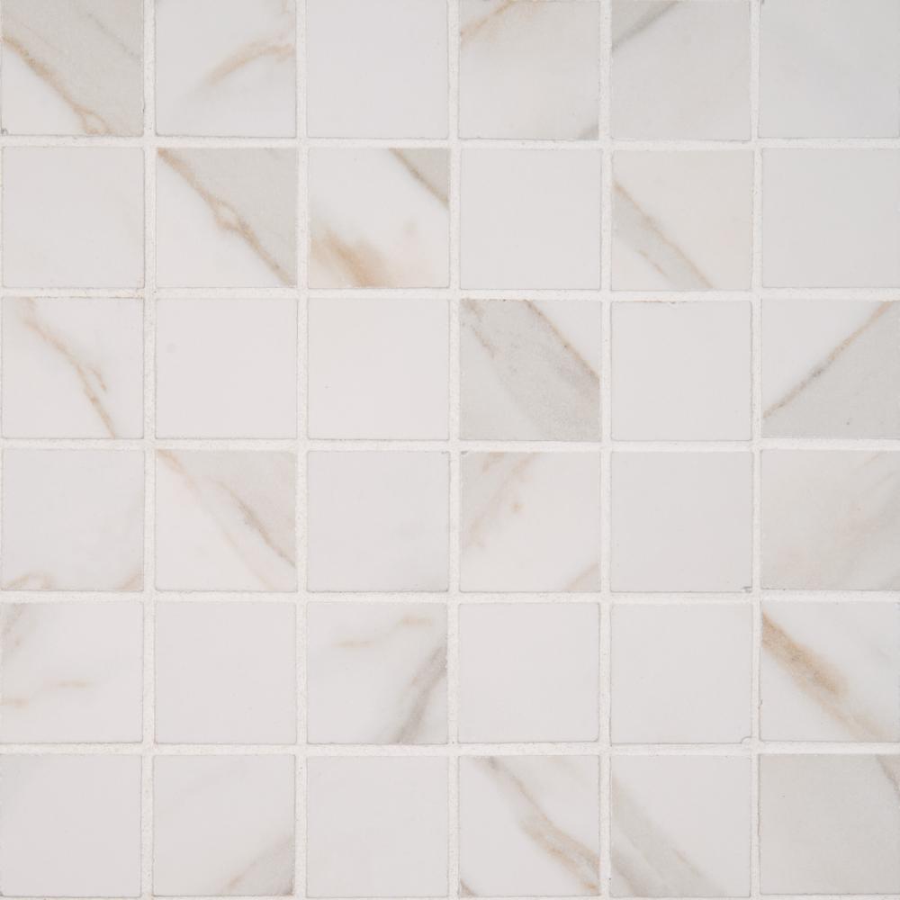 MSI Calacatta Ivory 12 in. x 12 in. x 10mm Polished Porcelain Mesh-Mounted Mosaic Tile (8 sq. ft. / case)