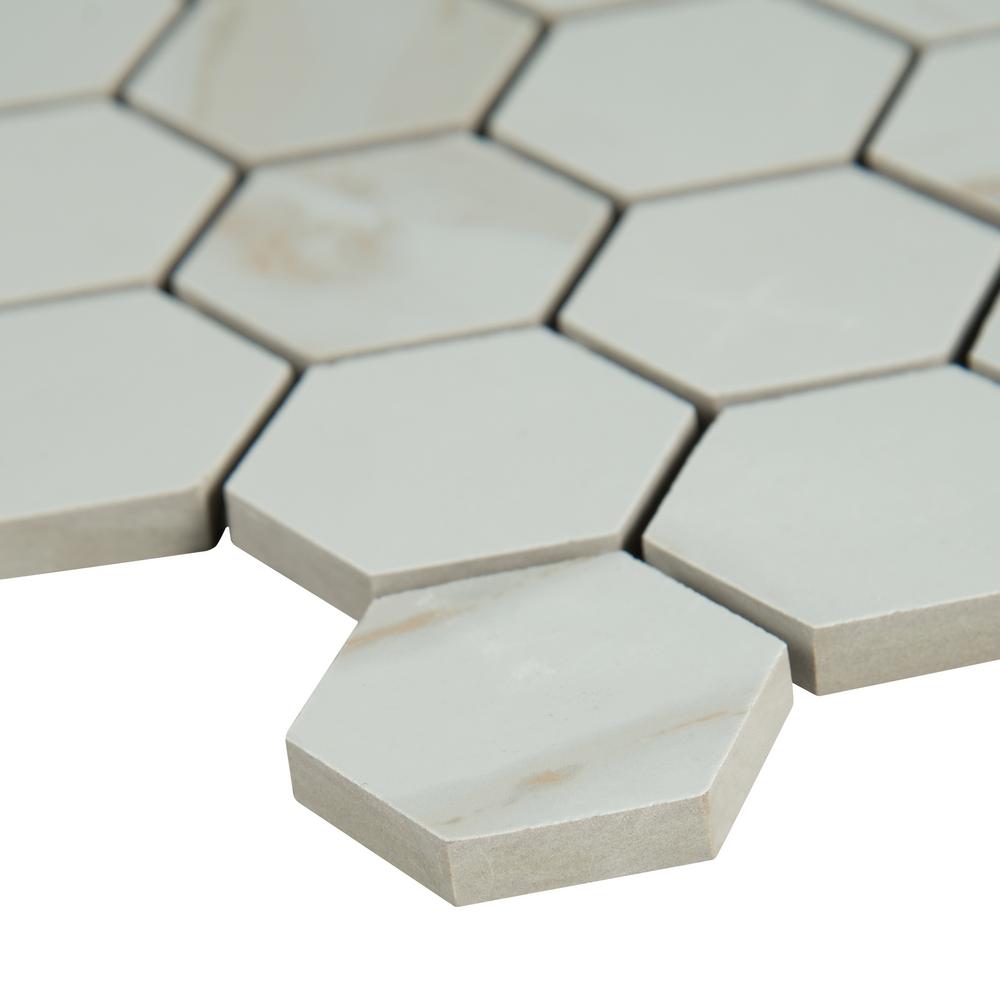 MSI Calacatta Hexagon 12x12 Porcelain Mosaic Matte Tile (8 sq. ft. / case) - Tenedos