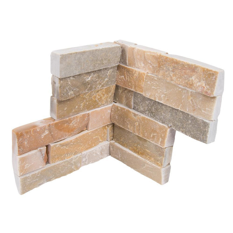Golden Honey Ledger Corner 6 in. x 18 in. Natural Quartzite Wall Tile (6 Pieces / case)