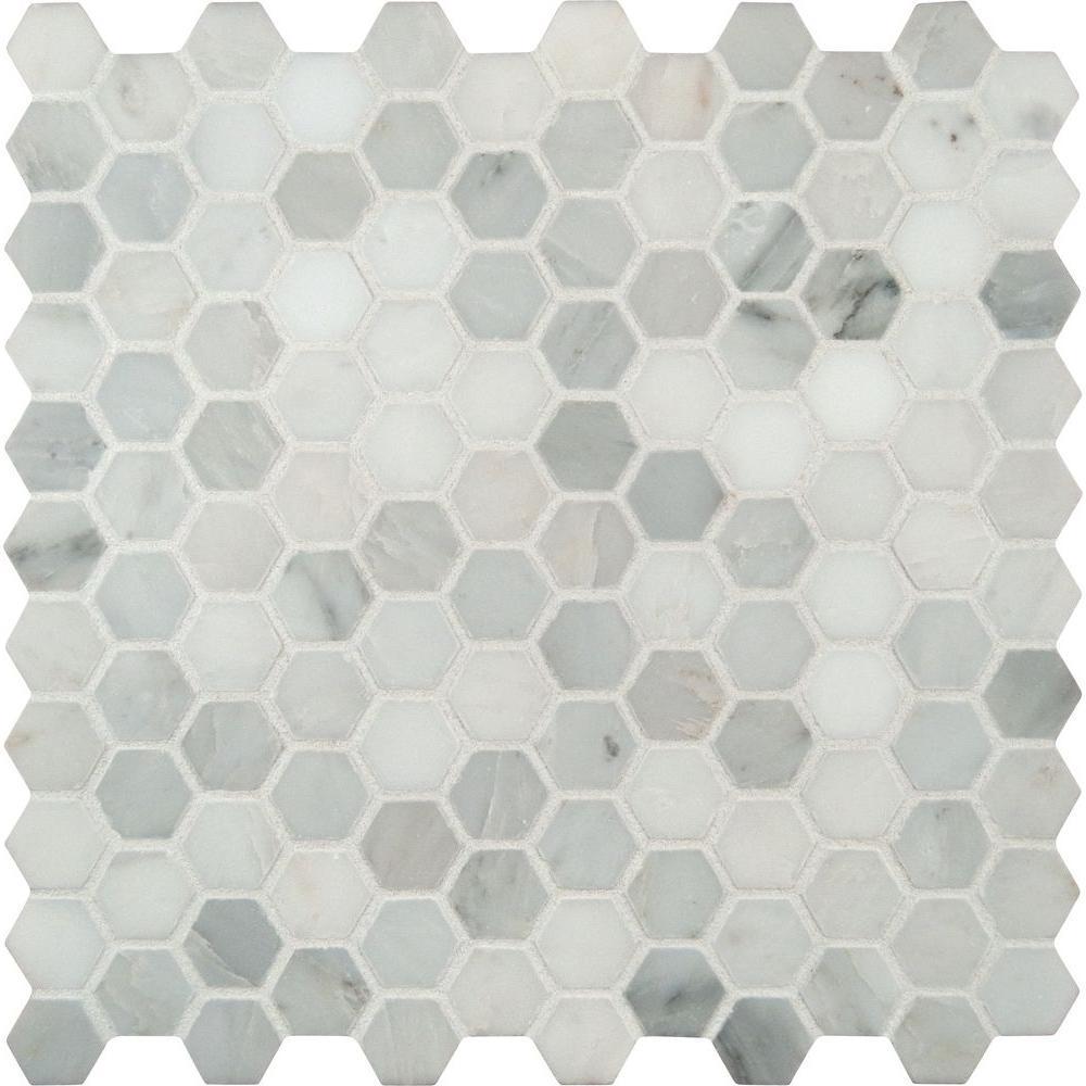 Greecian White 12 in. x 12 in. x 10mm Honed Marble Mesh-Mounted Mosaic Tile (10 sq. ft. / case)