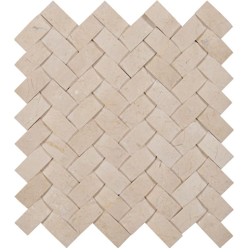 MSI Crema Arched Herringbone 12 in. x 12 in. x 10mm Polished Marble Mesh-Mounted Mosaic Tile (10 sq. ft. / case)