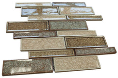 Cream Caramel Glossy Crackle Crystal Mosaic Wall Tiles Z Pattern