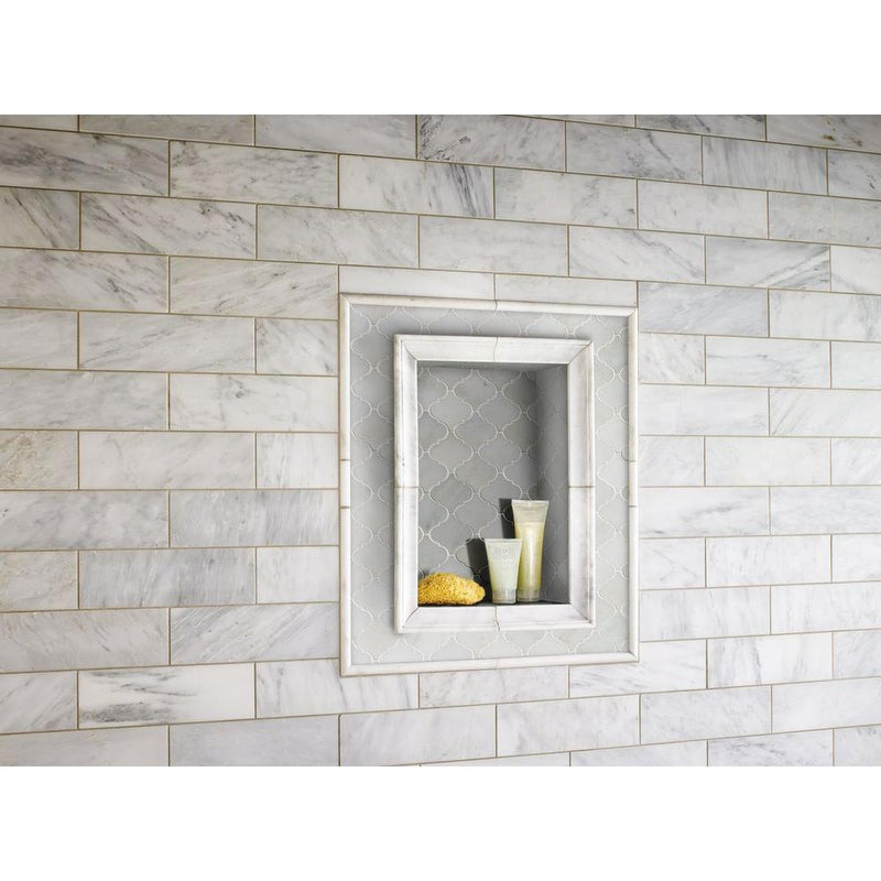 MS International Greecian White Arabesque Polished Marble Mesh-Mounted Mosaic Floor and Wall Tile - Tenedos