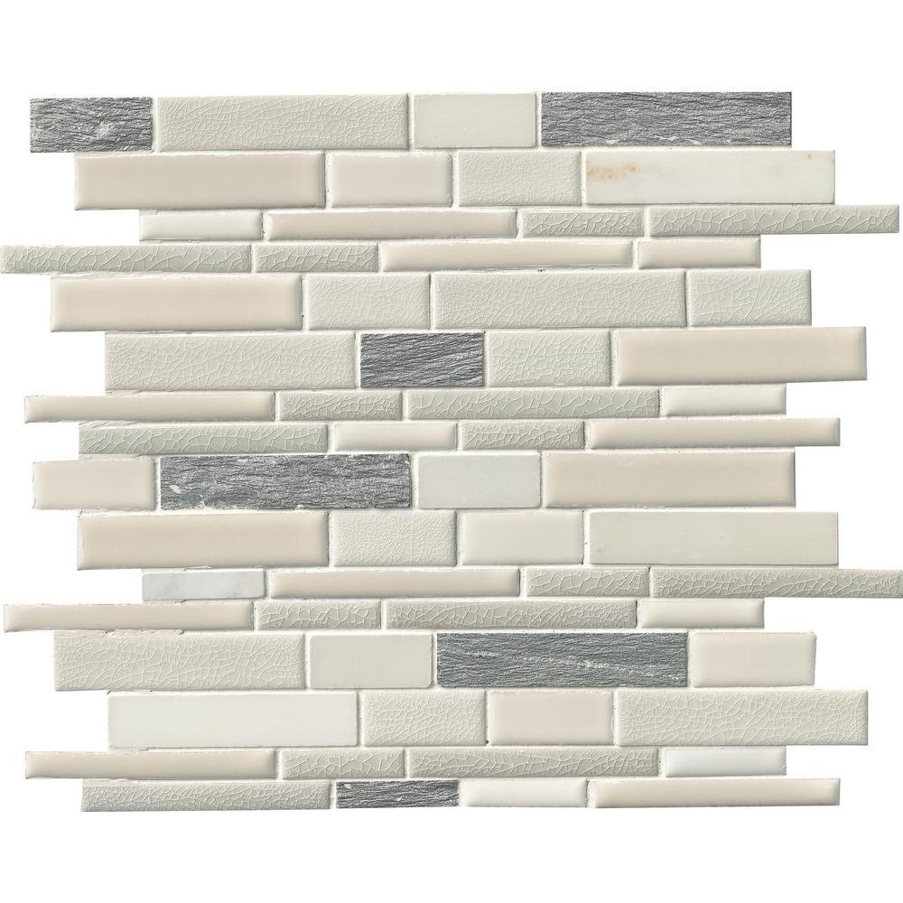 MS International Everest Interlocking 12 in. x 12 in. x 8 mm Porcelain and Stone Mesh-Mounted Mosaic Wall Tile