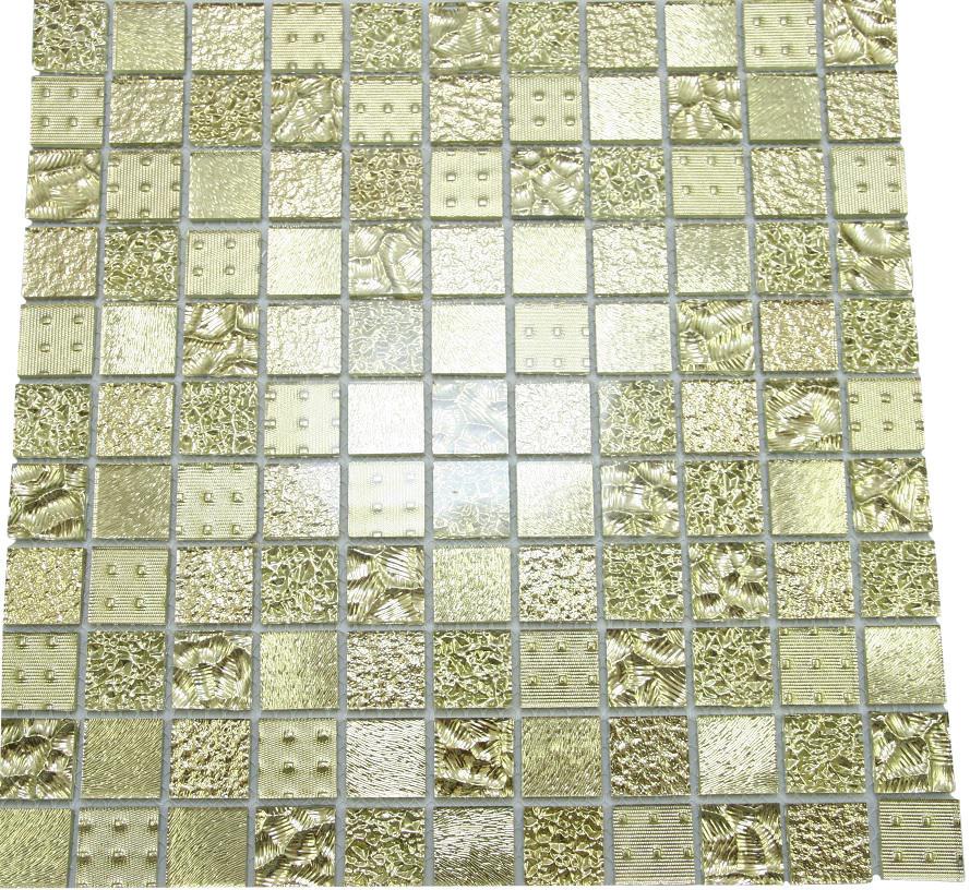 Glossy Gold Raindrop Modern Square Glass Mosaic Tiles