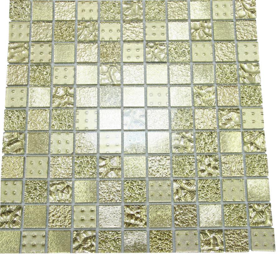 Glossy Gold Raindrop Modern Square Glass Mosaic Tiles