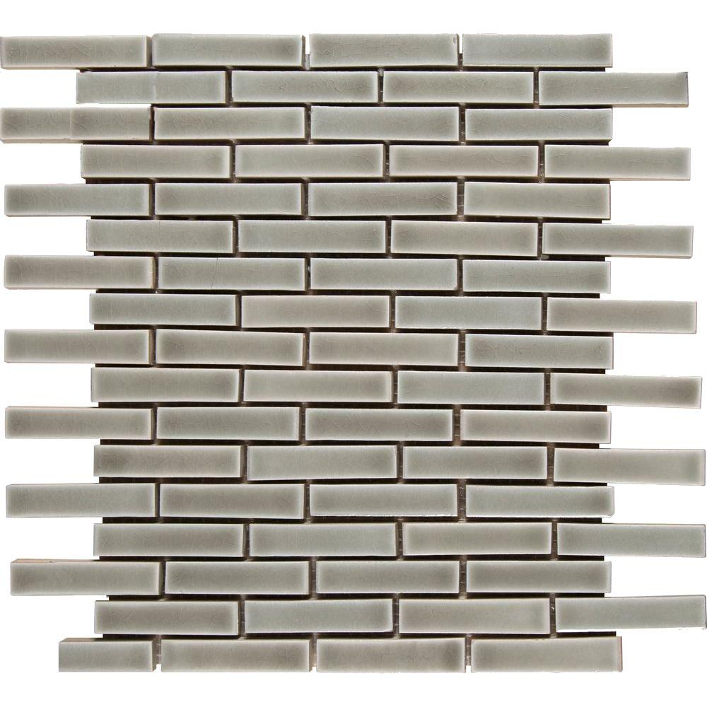 MSI Dove Gray Brick 12 in. x 12 in. x 8 mm Ceramic Mesh-Mounted Mosaic Wall Tile (10 sq. ft. / case)