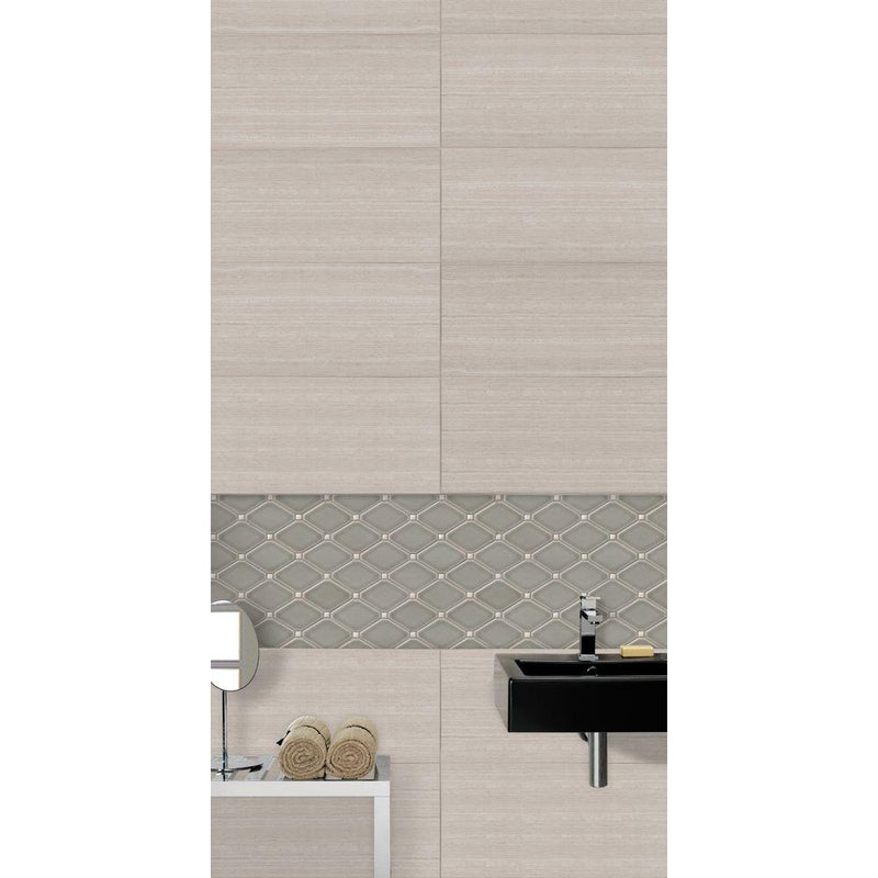 MSI Dove Gray Glazed Diamond Ceramic Mesh-Mounted Mosaic Wall Tile for Kitchen Backsplash, Bathroom Wall, Accent Wall