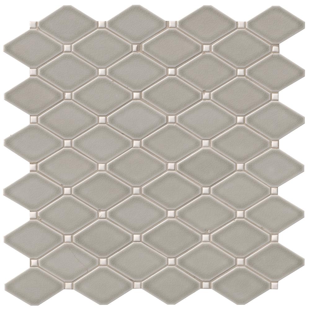 MSI Dove Gray Glazed Diamond Ceramic Mesh-Mounted Mosaic Wall Tile for Kitchen Backsplash, Bathroom Wall, Accent Wall