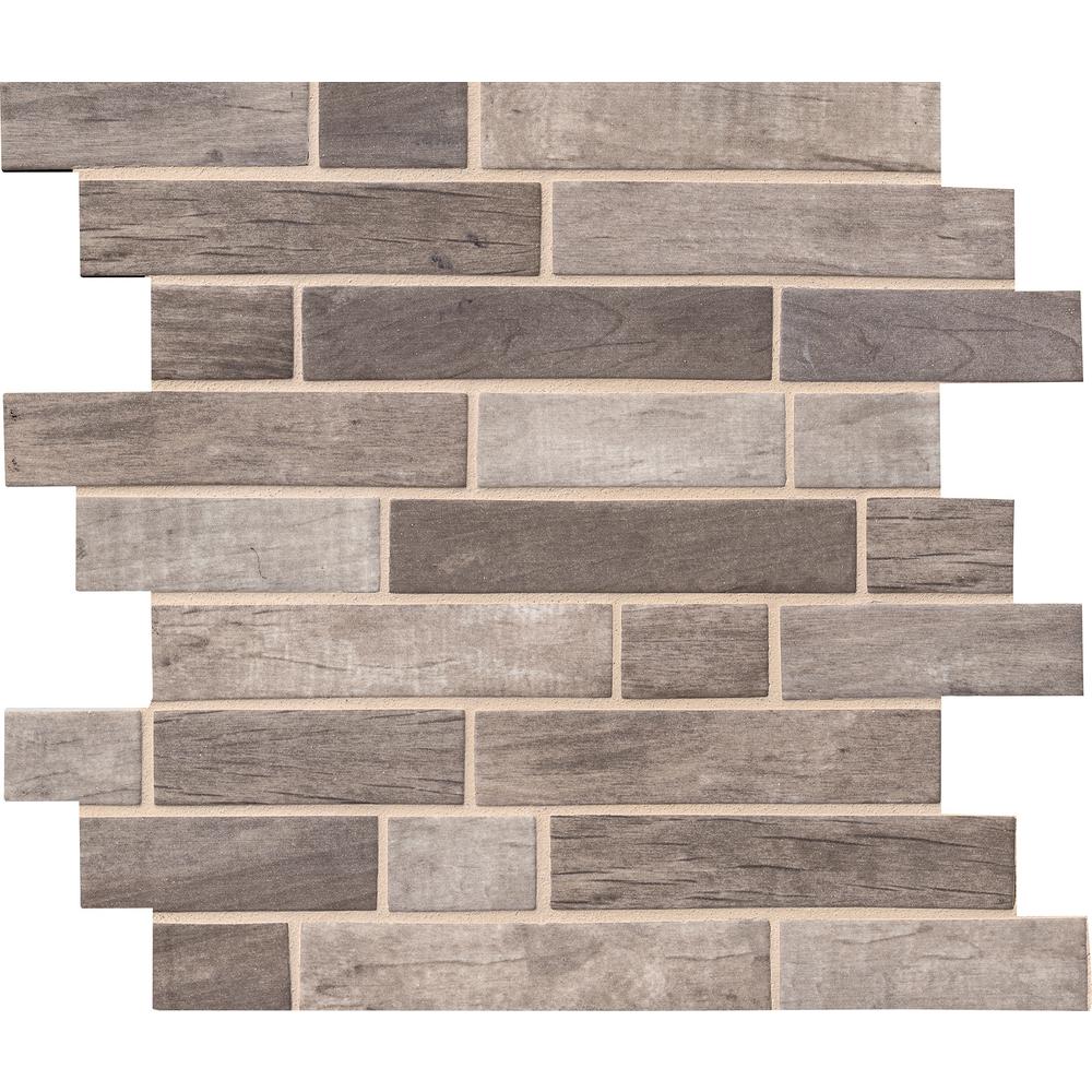 MSI Driftwood Interlocking 12x12x6mm Glass Mosaic Tile