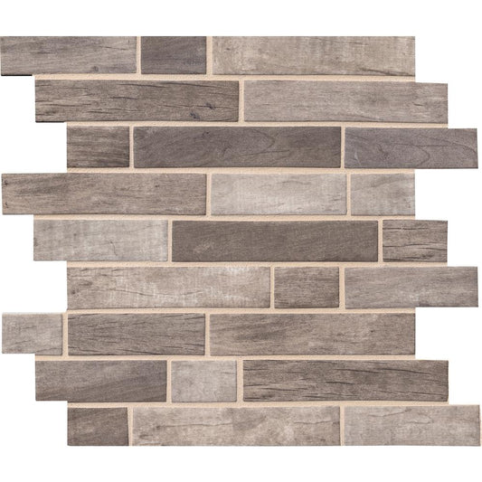 MSI Driftwood Interlocking 12 in. x 12 in. x 6mm Glass Mosaic Tile