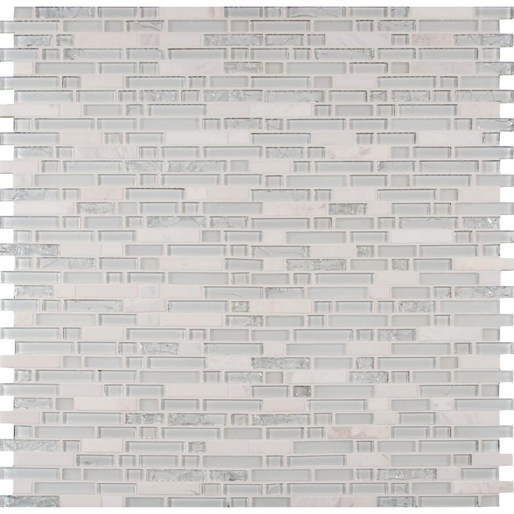 MS International Delano Blanco 12 in. x 12 in. x 6 mm Glass Stone Mesh-Mounted Mosaic Wall Tile