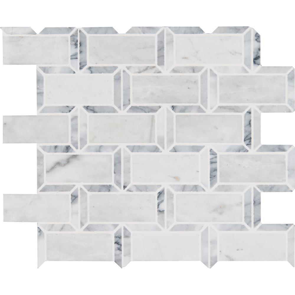 MSI Framework 12 in. x 13.5 in. x 10mm Polished Marble Mesh-Mounted Mosaic Floor Wall Tile