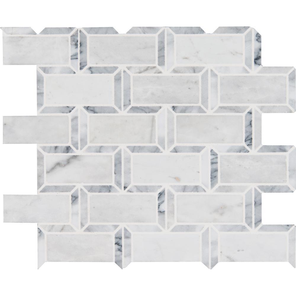 MSI Framework 12 in. x 13.5 in. x 10mm Polished Marble Mesh-Mounted Mosaic Floor Wall Tile