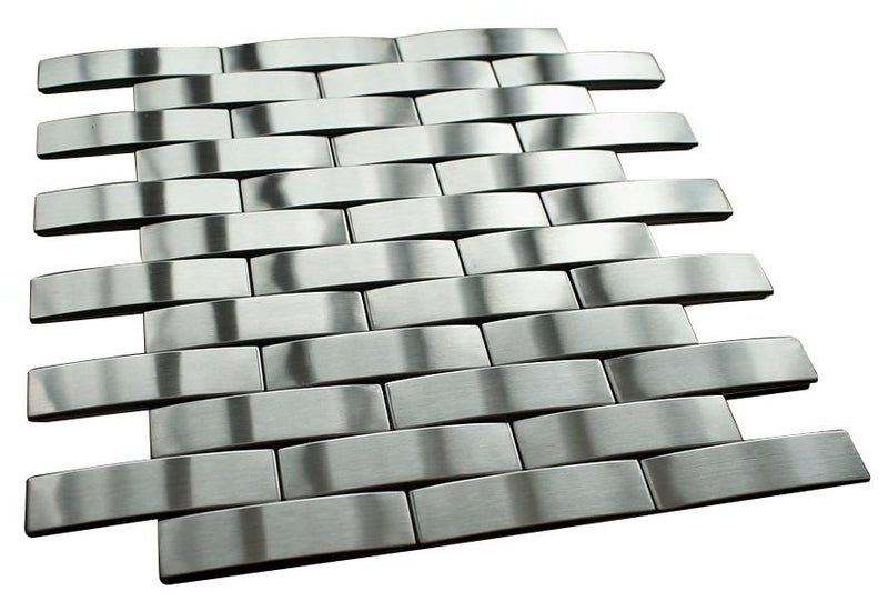 Silver Stainless Steel Arch 1x3 Subway Style Mosaic Wall Tile