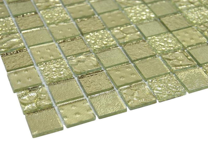 Glossy Gold Raindrop Modern Square Glass Mosaic Tiles