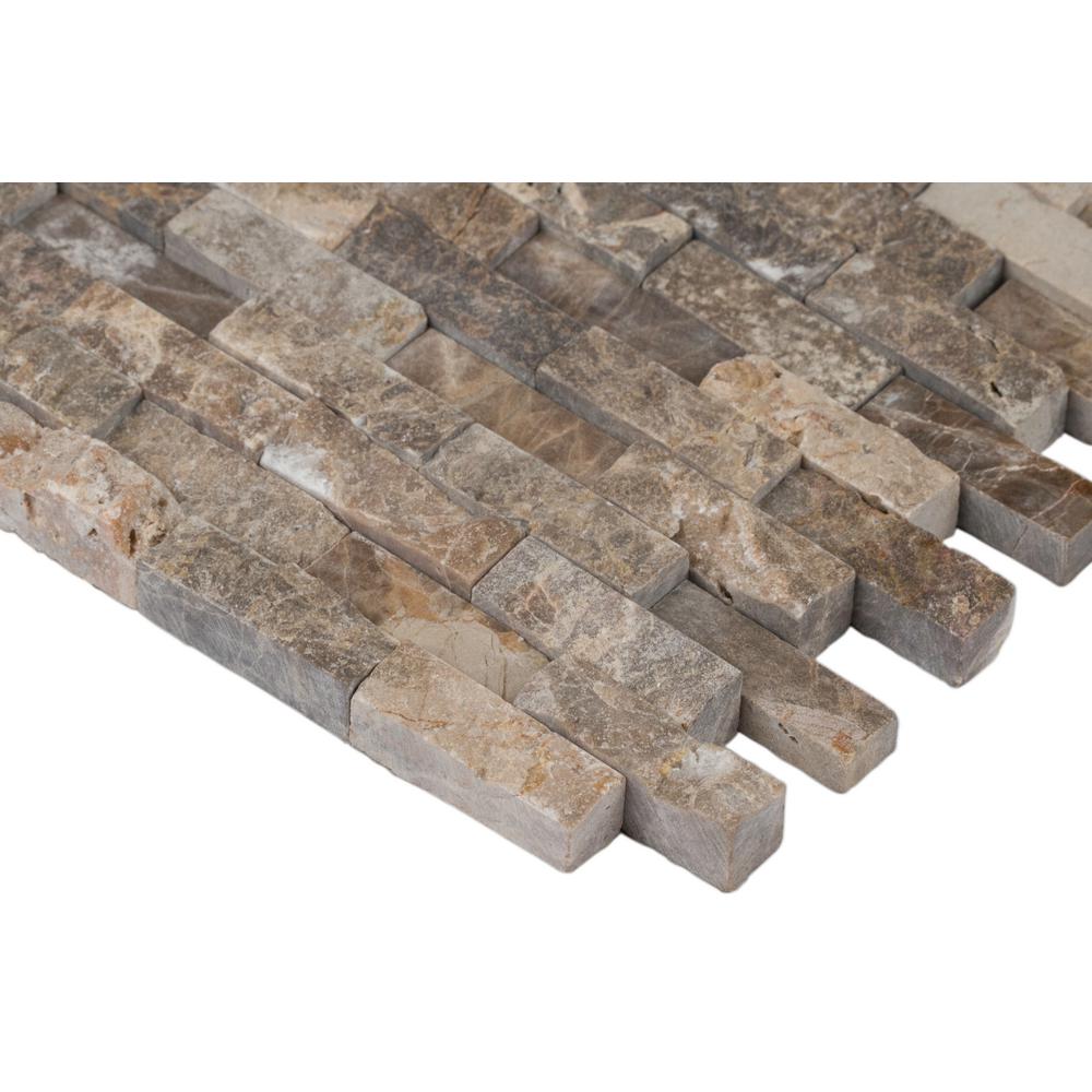 MSI Emperador Splitface 12 in. x 12 in. x 10 mm Marble Mesh-Mounted Mosaic Floor Wall Tile