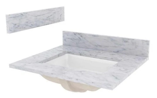 Marble Sidesplash 21x4 Inch  in Carrara Bianco White