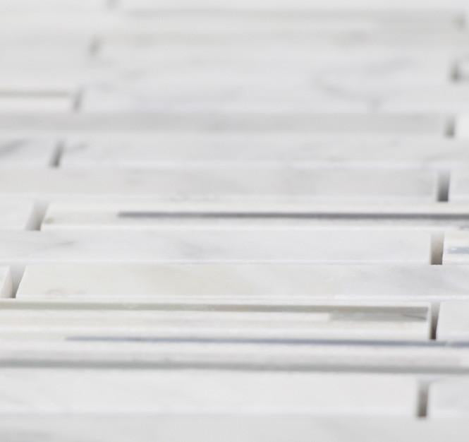 White Carrara Matte Random Brick Pattern Marble Stone Tiles