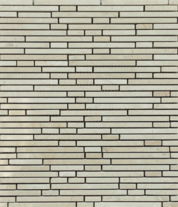 Crema Marfil Staggered Pattern Stone Tile Mosaics  for Bathroom and Kitchen Walls Kitchen Backsplashes (Tenedos)