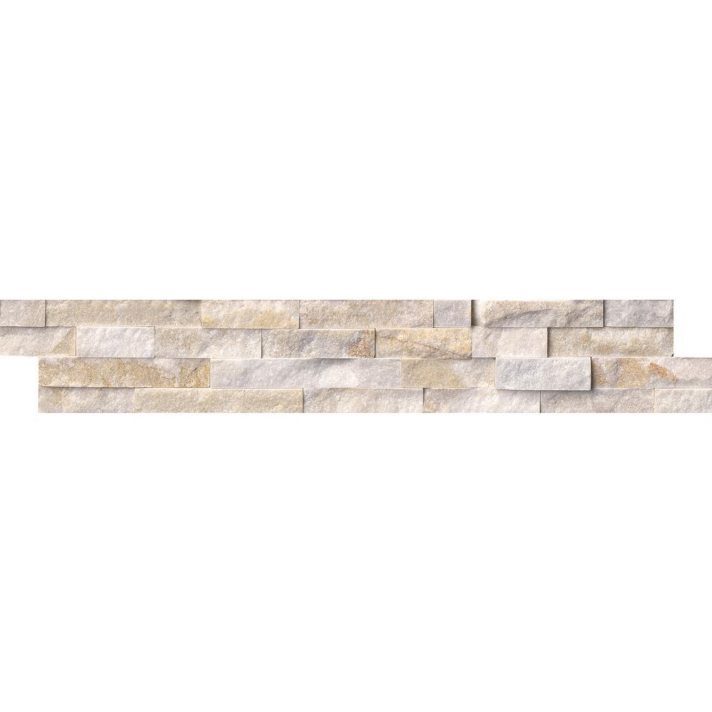 Arctic Golden Split Face Ledger Panel 6 in. x 24 in. Marble Wall Tile for Accent Walls Kitchen Backsplash Fireplace