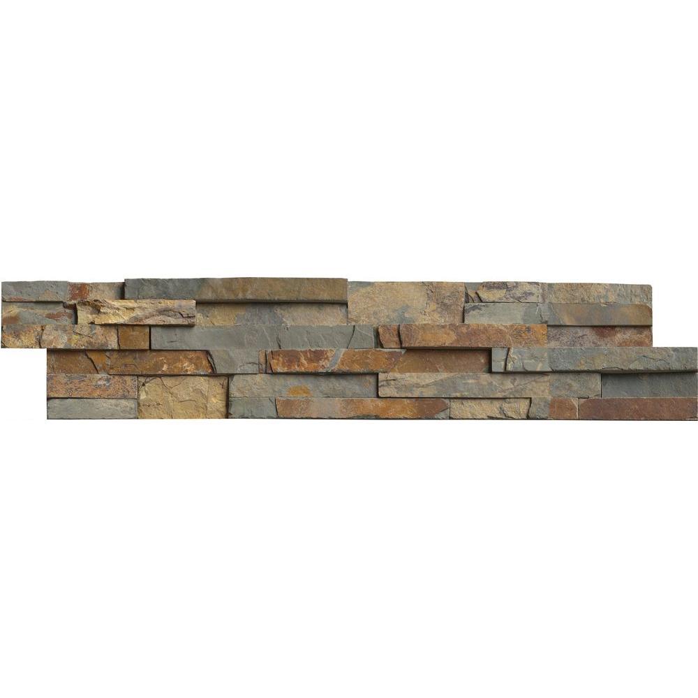 Gold Rush Ledger Slate Panel 6 in. x 24 in. Natural Marble Wall Tile for Accent Walls Kitchen Backsplash Fireplace
