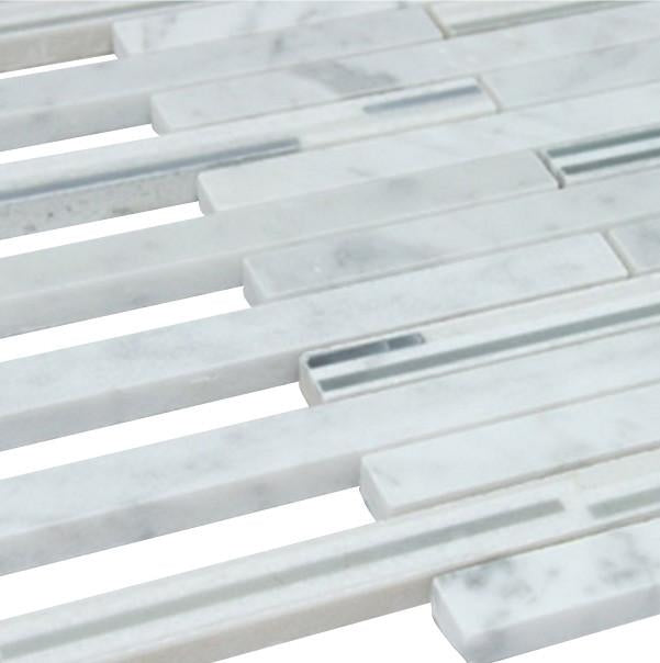 White Carrara Matte Random Brick Pattern Marble Stone Tiles