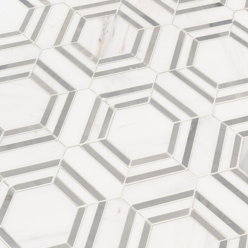 MSI Georama Grigio 13 in. x 11 in. x 10mm Polished Marble Mesh-Mounted Mosaic Tile - Tenedos