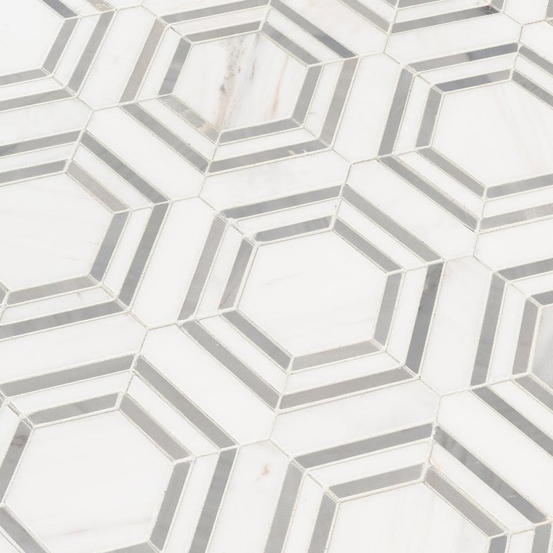 MSI Georama Grigio 13 in. x 11 in. x 10mm Polished Marble Mesh-Mounted Mosaic Tile - Tenedos