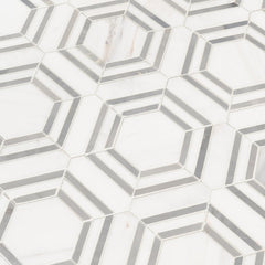 MSI Georama Grigio 13 in. x 11 in. x 10mm Polished Marble Mesh-Mounted Mosaic Tile - Tenedos