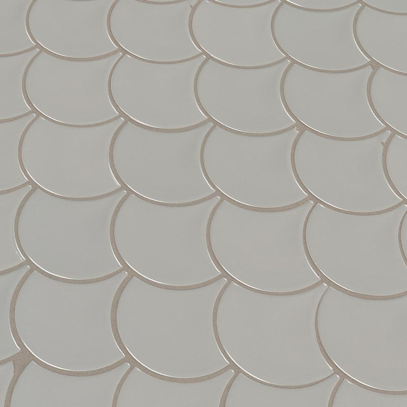 MSI Gray Glossy Fish Scale Porcelain Mesh-Mounted Mosaic Tile