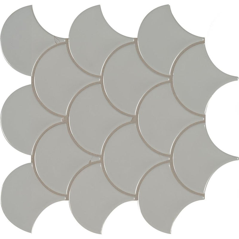 MSI Gray Glossy Fish Scale Porcelain Mesh-Mounted Mosaic Tile