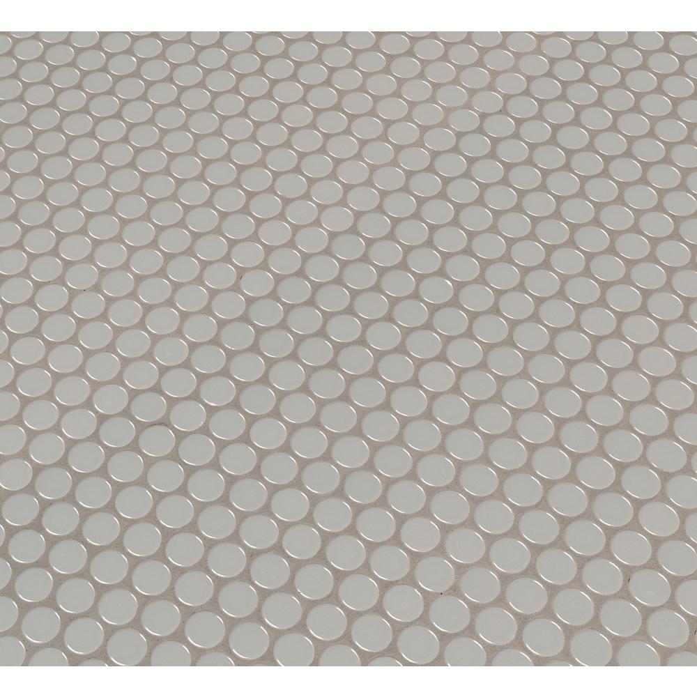 MSI Gray Glossy Penny Round 11.57 in. x 12.4 in. x 10mm Porcelain Mesh-Mounted Mosaic Tile (19.93 sq. ft. / case)