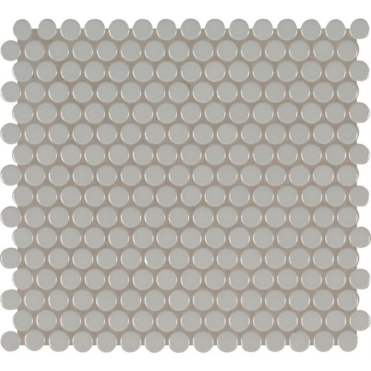 MSI Gray Glossy Penny Round 11.57 in. x 12.4 in. x 10mm Porcelain Mesh-Mounted Mosaic Tile (19.93 sq. ft. / case)