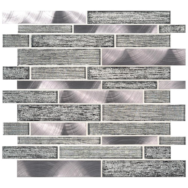 MSI Volcanic Luxe Interlocking Glass Metal Mesh-Mounted Mosaic Tile - Tenedos