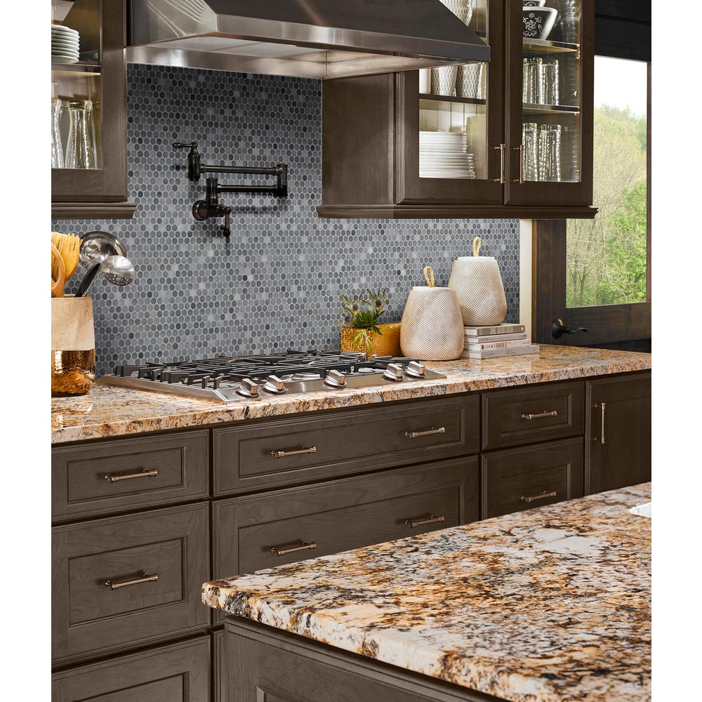 MSI Penny Round Grigio Mix 12.2 in. x 11.3 in. x 6mm Glazed Ceramic Mesh-Mounted Mosaic Tile