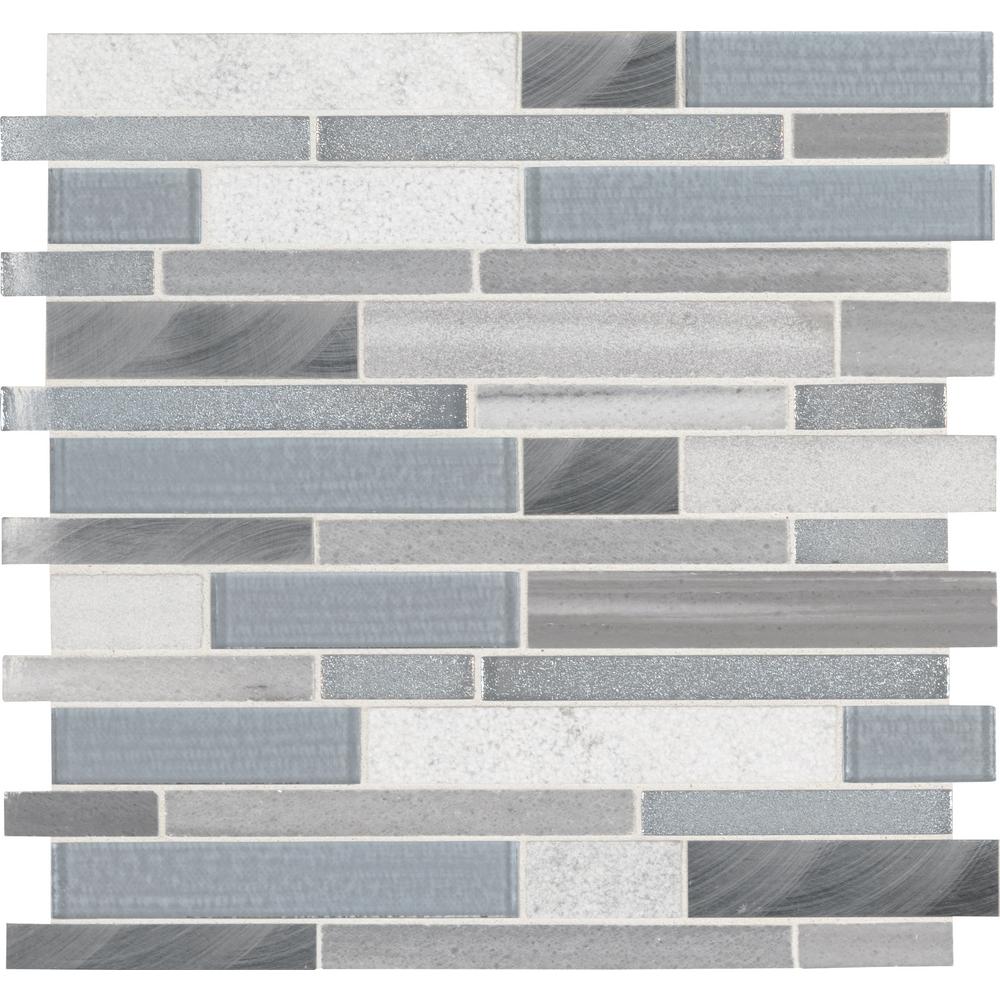 MSI Harlow Interlocking 12x12x8mm Glass Stone Metal Mesh-Mounted Mosaic Wall Tile