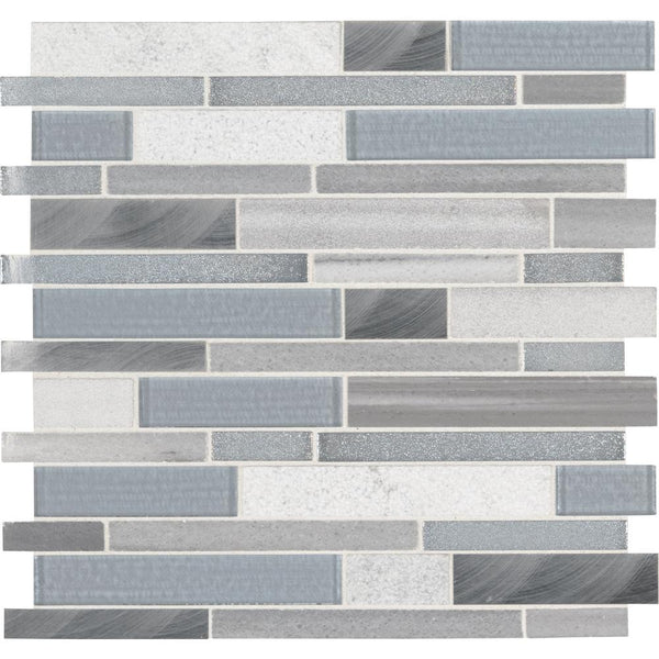 MSI Harlow Interlocking 12 in. x 12 in. x 8mm Glass Stone Metal Mesh-Mounted Mosaic Tile - Tenedos