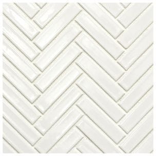Mini Herringbone Ceramic Mosaic Wall Tile Shinny  (Box of 10 Sheets) for Backsplash Kitchen, Bathroom Shower, Accent Wall