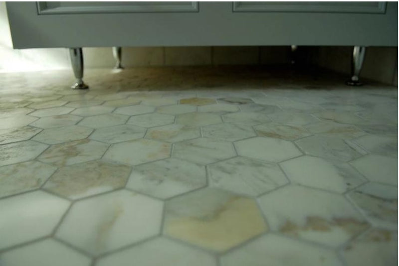 Calacatta Gold Italian Marble 1 in. Hexagon Mosaic Floor Wall Tile for Flooring Bathroom Shower, Kitchen Backsplash, Fireplace