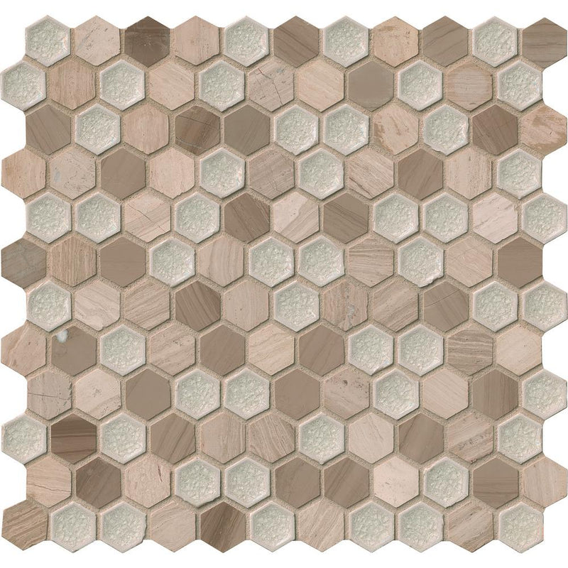 MS International SMOT-SGLSGG-HEXHAM8MM Hexham Blend 1" Hexagon Mosaic Tiles, 8mm