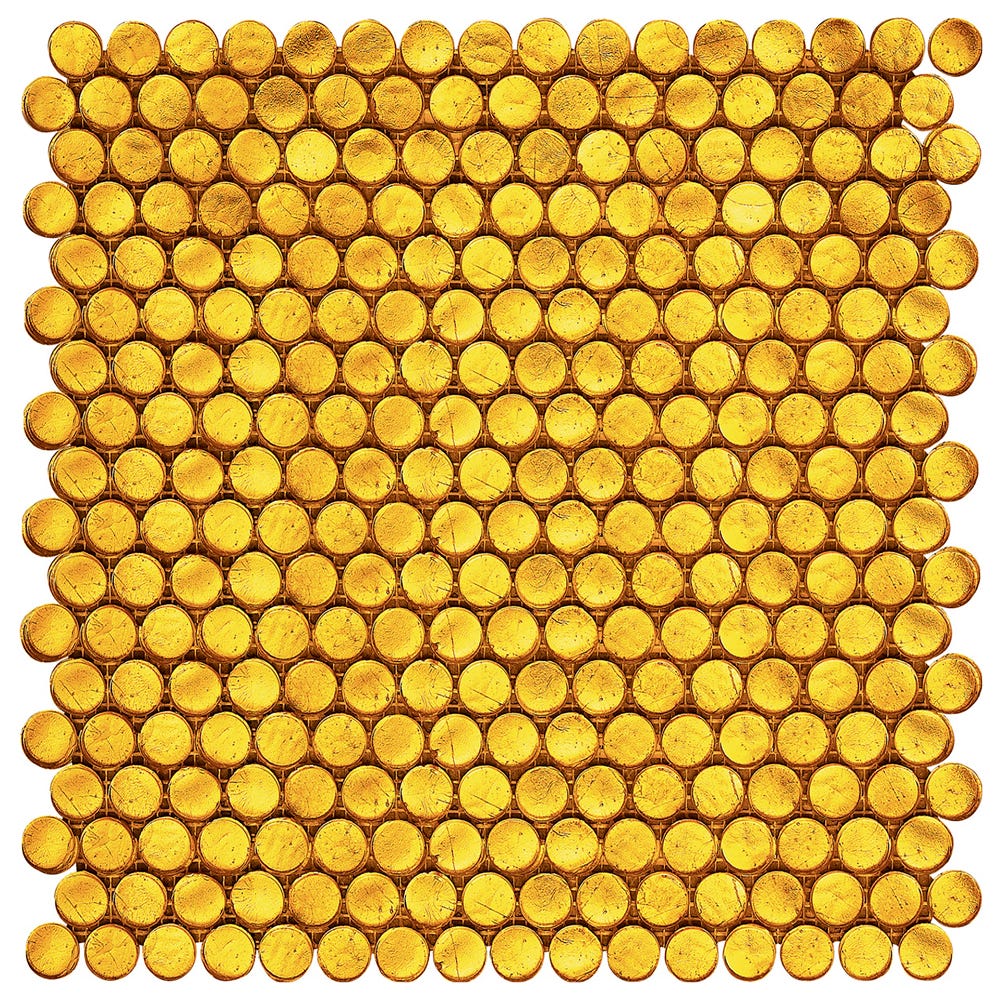 Spanish Yellow Penny Round Glass Mosaic Tile (Box of 10 Sqft) for Bathroom and Kitchen Walls Kitchen Backsplashes - Tenedos