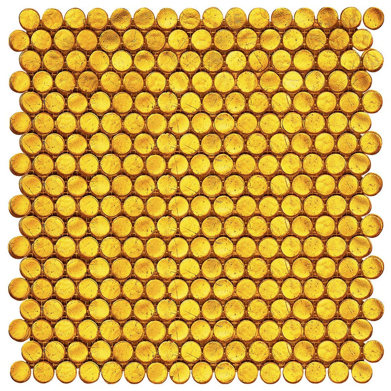 Spanish Yellow Penny Round Glass Mosaic Tile (Box of 10 Sqft) for Bathroom and Kitchen Walls Kitchen Backsplashes - Tenedos