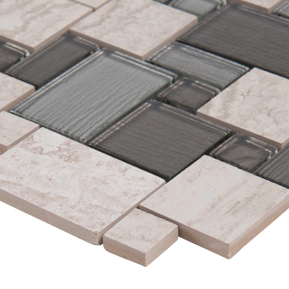 MSI Lynx Pattern 11.73 in. x 11.73 in. x 8mm Porcelain Glass Mesh-Mounted Mosaic Tile