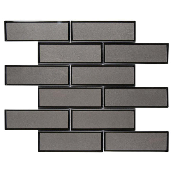 MSI Metallic Gray Bevel Subway 11.73 in. x 11.73 in. x 8mm Glass Mesh-Mounted Mosaic Tile