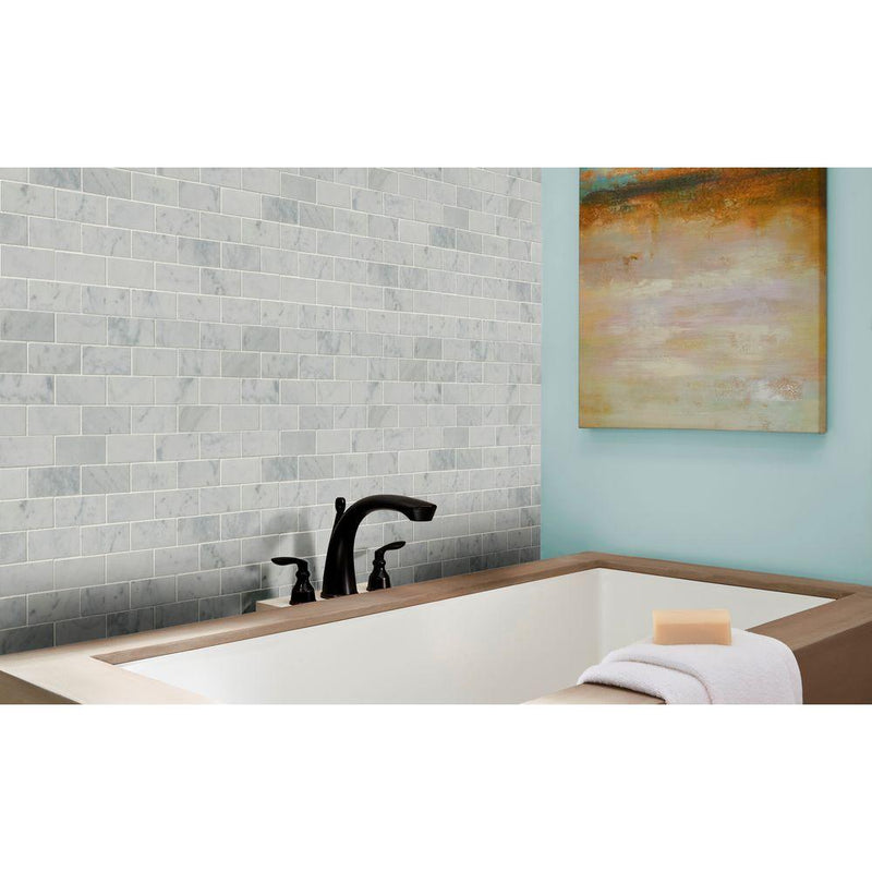 MSI Carrara White 12 in. x 12 in. x 10mm Polished Marble Mesh-Mounted Mosaic Floor and Wall Tile (10 sq. ft. / case)