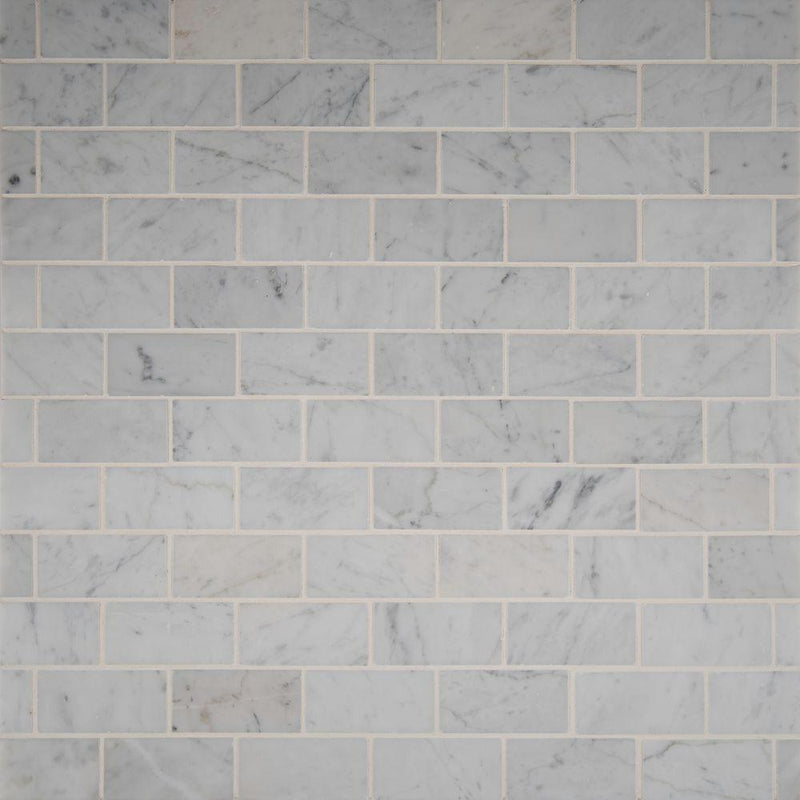 MSI Carrara White 12 in. x 12 in. x 10mm Polished Marble Mesh-Mounted Mosaic Floor and Wall Tile (10 sq. ft. / case)
