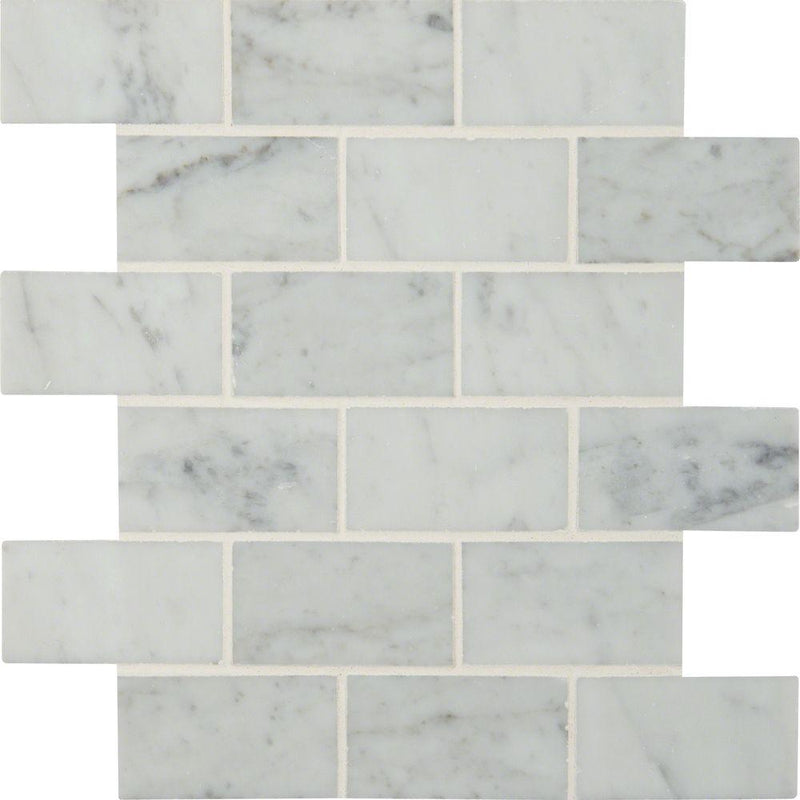 MSI Carrara White 12 in. x 12 in. x 10mm Polished Marble Mesh-Mounted Mosaic Floor and Wall Tile (10 sq. ft. / case)