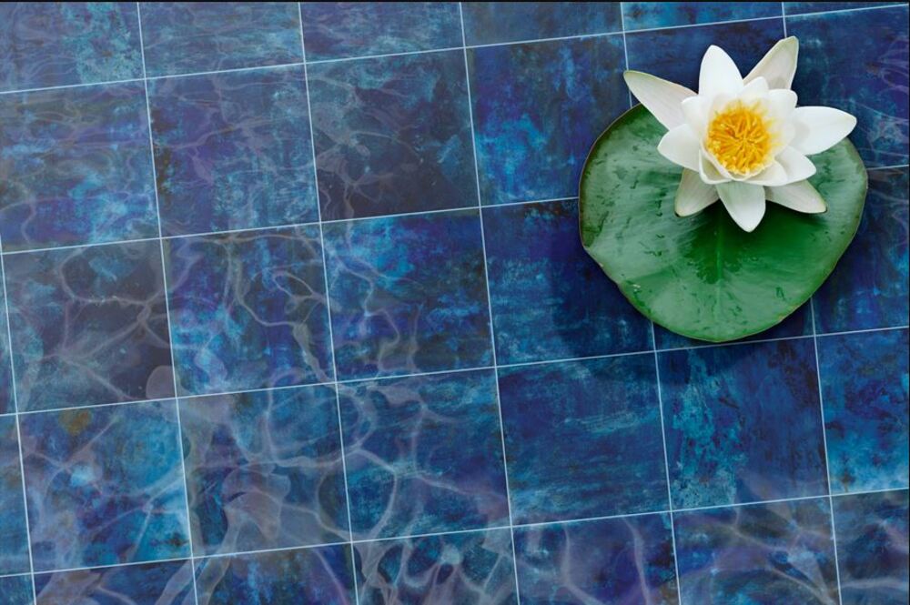Florida Sea Blue Square 5.75 Inch Glossy Glazed Porcelain Floor and Wall Tile for Swimming Pools, Kitchen Backsplash, Bathroom Walls, Accent Walls